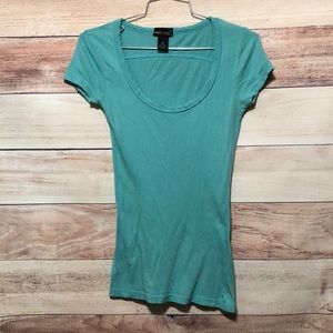 Wet Seal Teal Scoop Neck Short Sleeve Tee